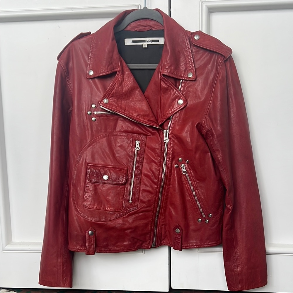 Red Leather Biker Jacket